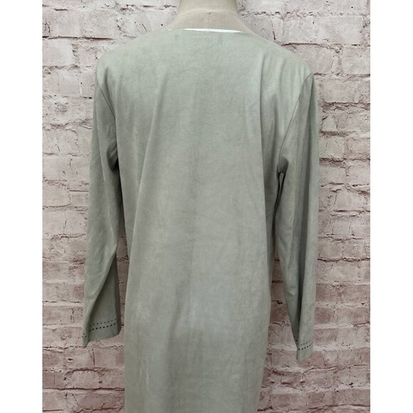 Soft Surroundings Petite S Ambrosia Shift Dress Studded Green Faux Suede NEW - Picture 4 of 4